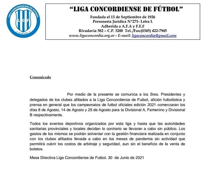 EN AGOSTO VUELVE EL FÚTBOL LOCAL