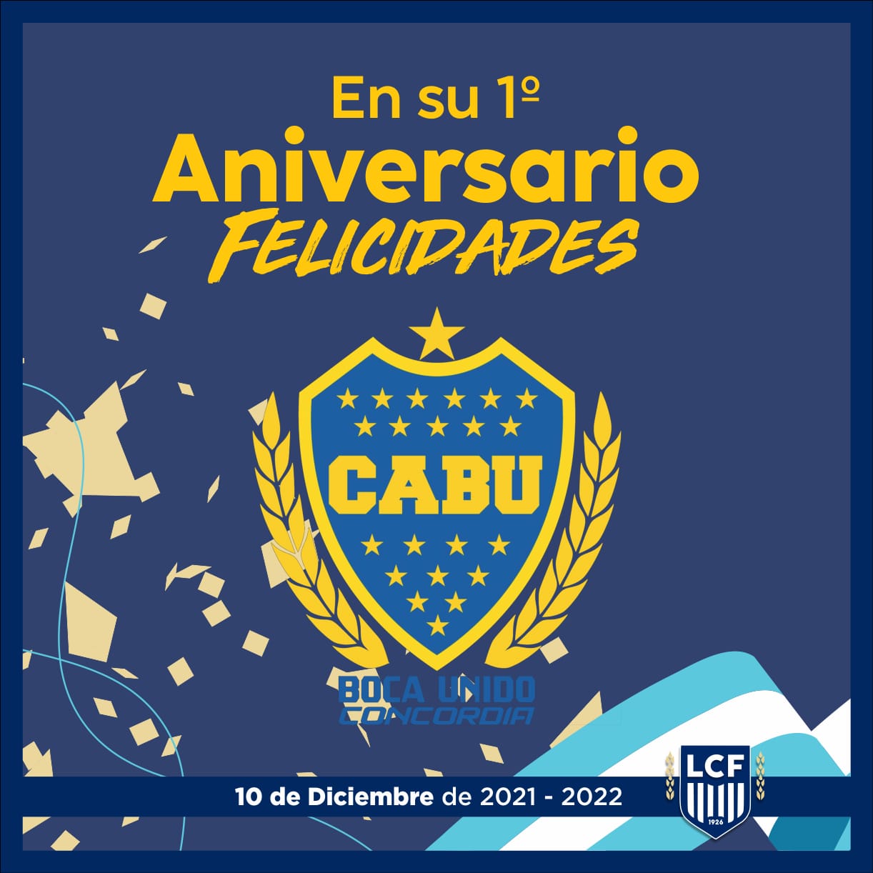 Feliz 1° aniversario Club Boca Unido