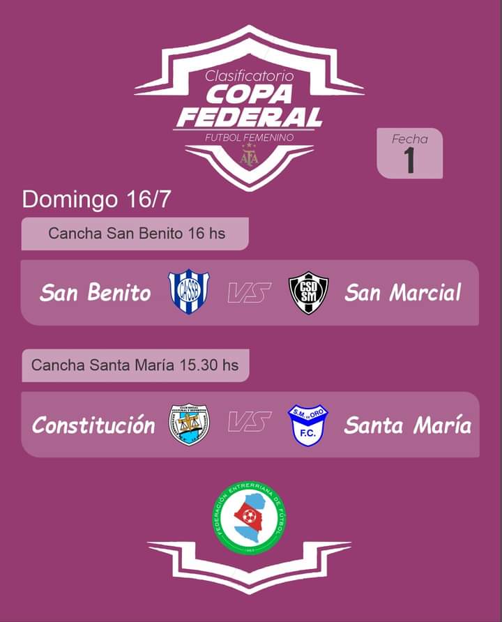 Constitución y Santa María de Oro inician la eliminatoria para la Copa Federal