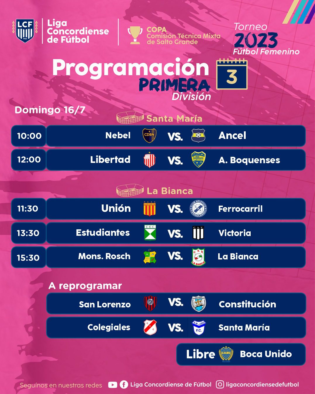 Retorna el femenino con la fecha 3 de Primera y la 5 del Infanto Juvenil