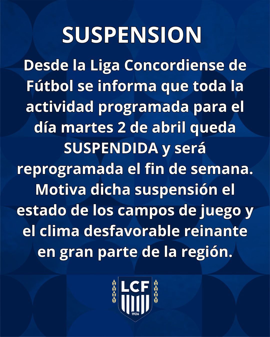 La actividad del martes también fue suspendida