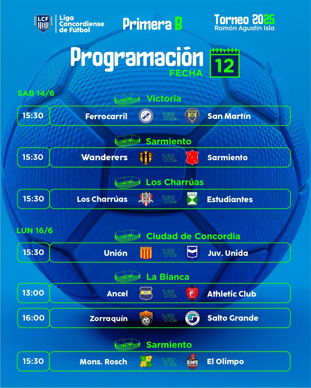 La «B» se juega sábado y lunes