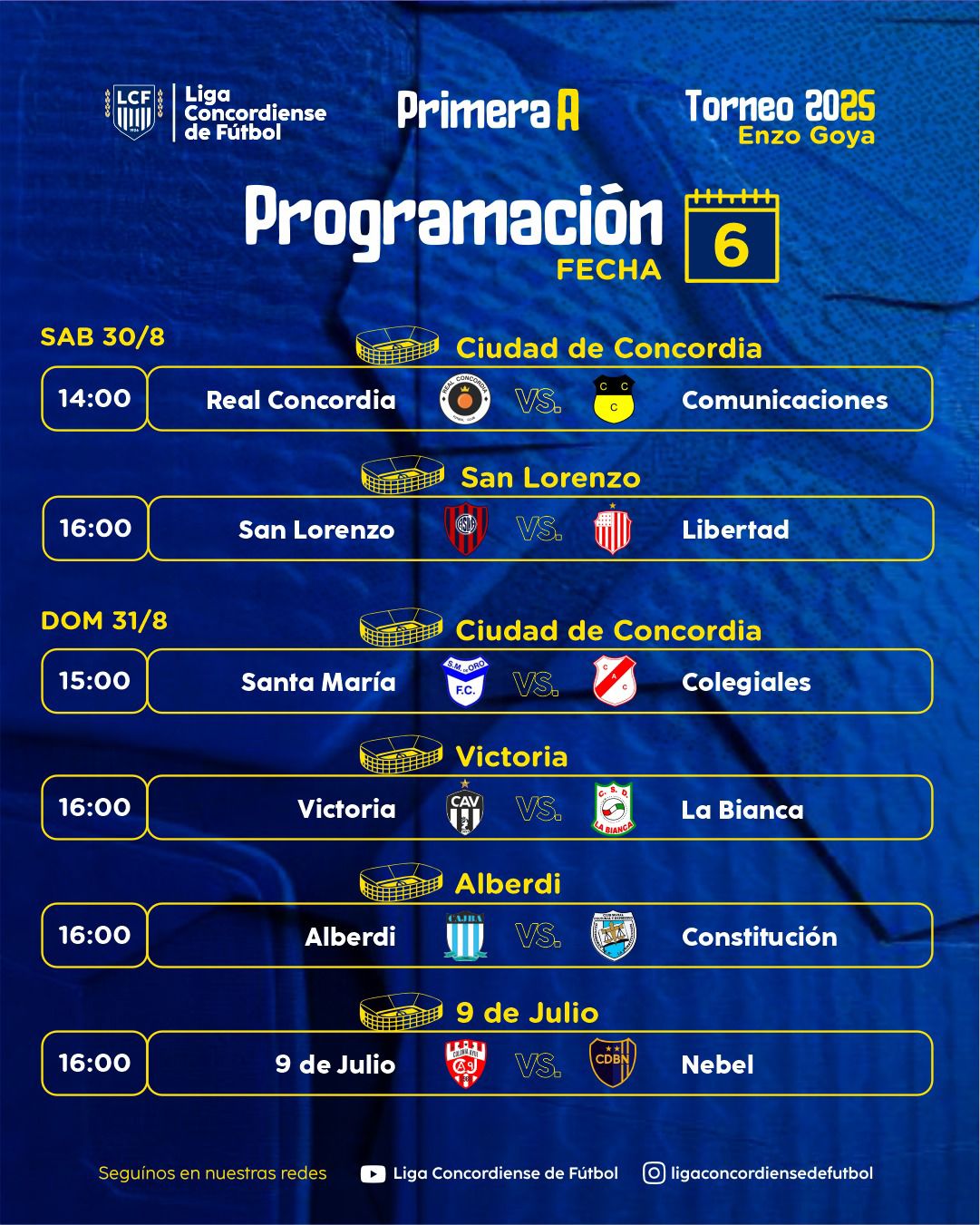 Sexta del Clausura con clásico y regreso en Villa Adela