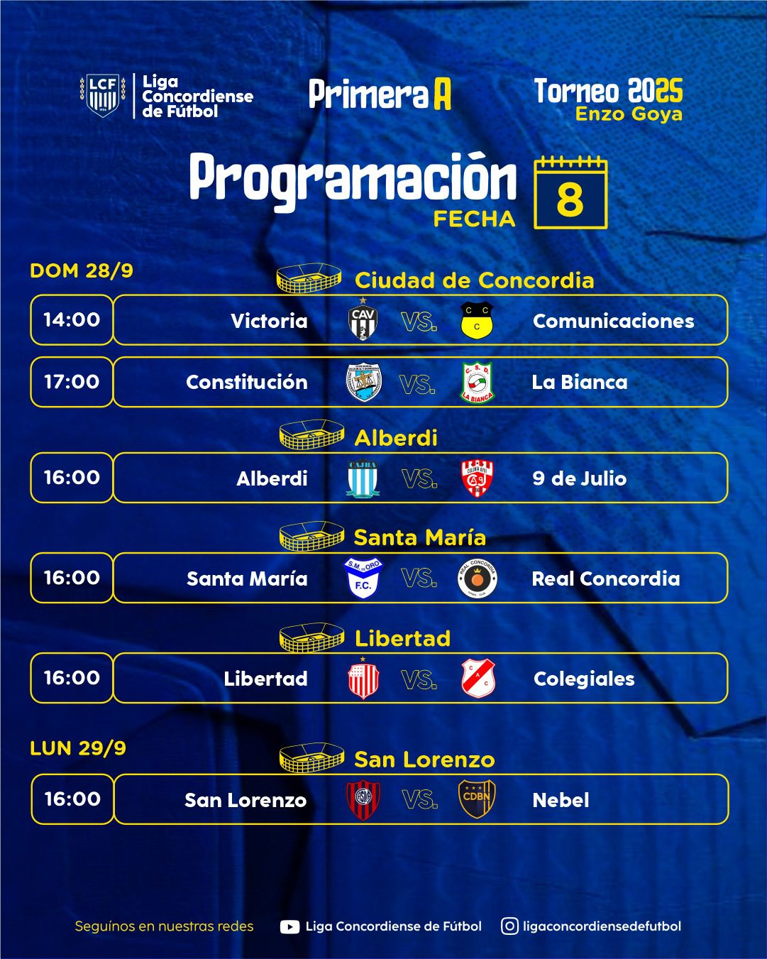 La octava del Clausura tiene nueva programación