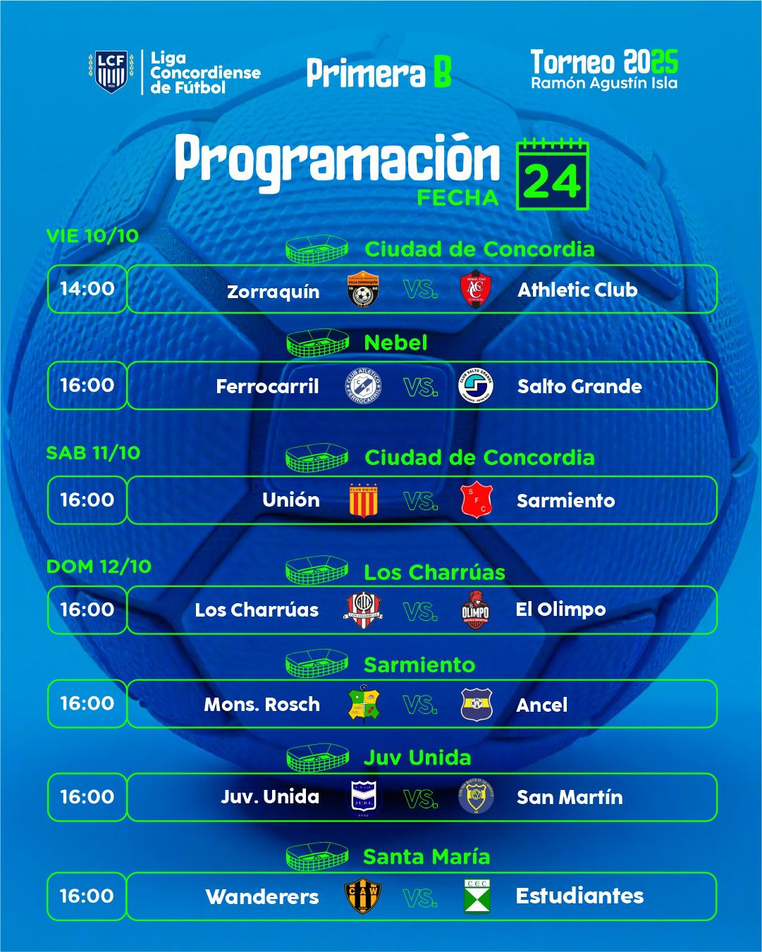 Terreno de definiciones con la Fecha 24 de la «B»