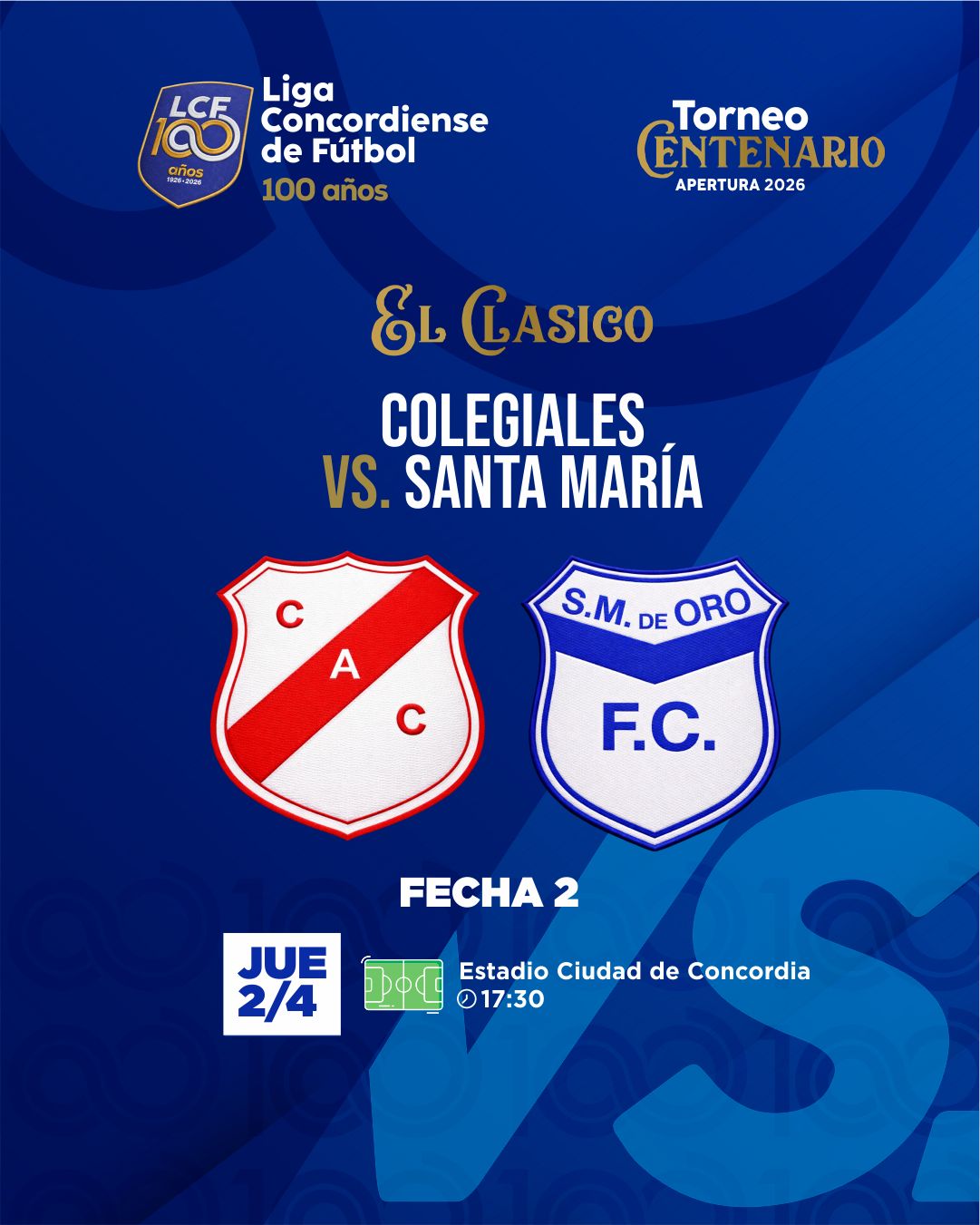 Jueves de clásico entre Colegiales y Santa María de Oro