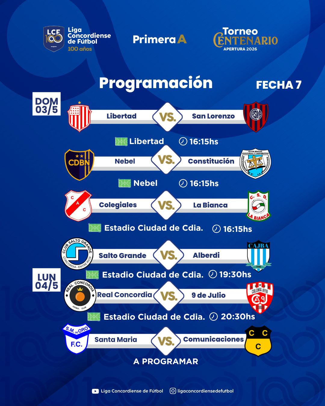 El Apertura disputa la séptima y antes se completa la 1