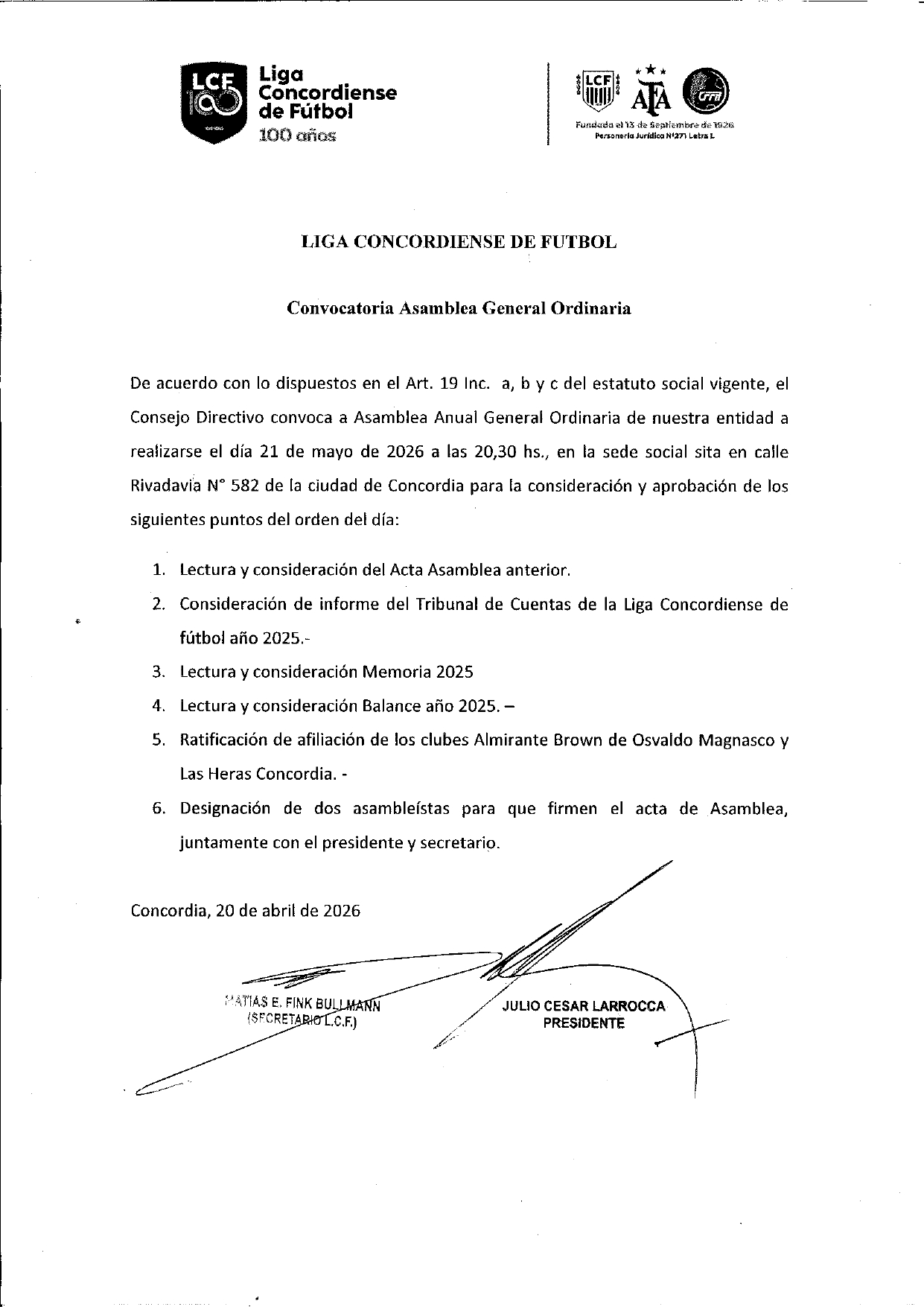 Convocatoria Asamblea