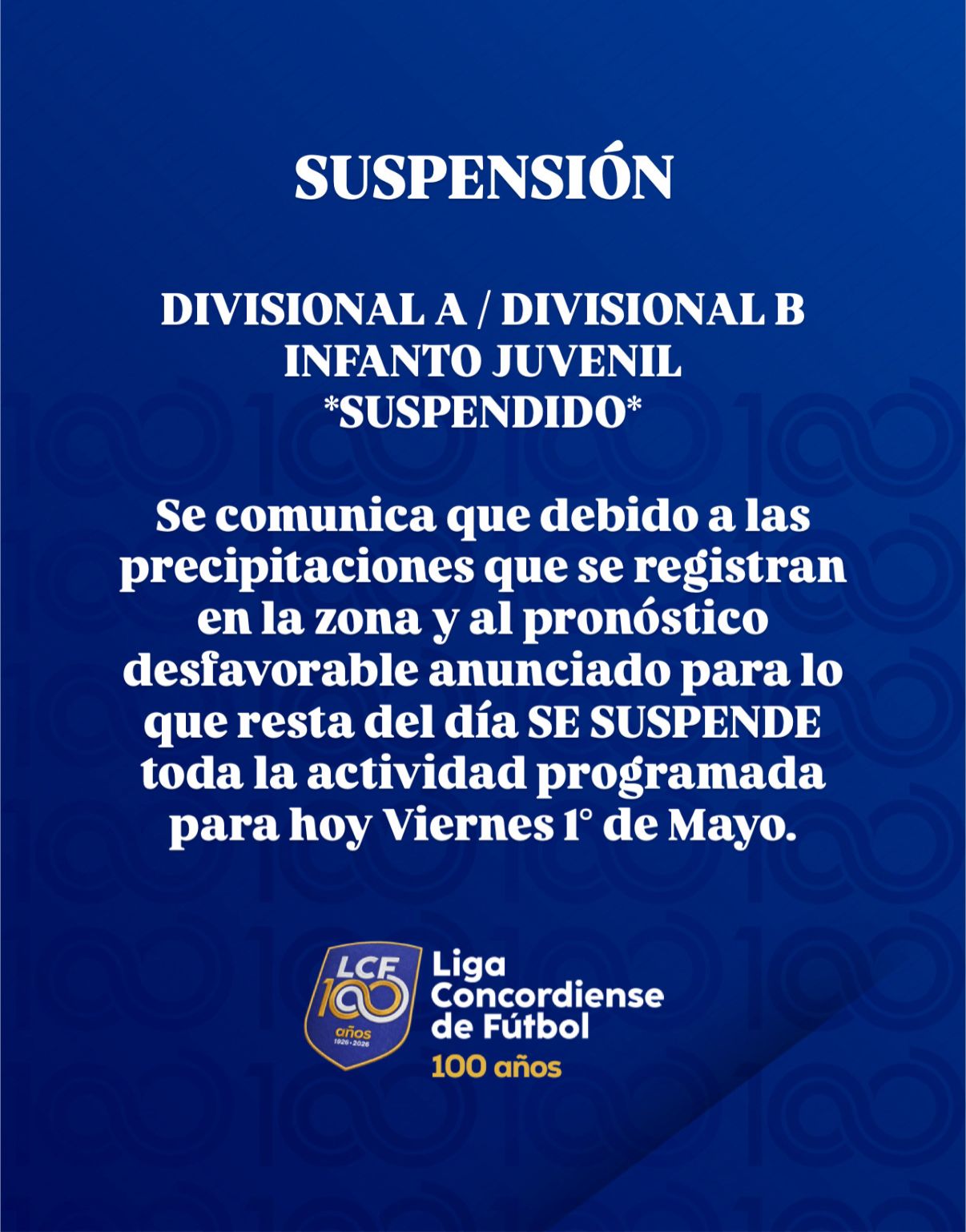 Partidos del viernes Suspendidos